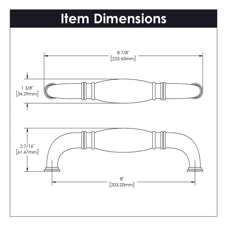 Hickory Hardware Williamsburg Appliance Pull 8 Inch Center to Center Hickory Hardware