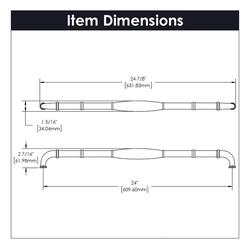 Hickory Hardware Williamsburg Appliance Pull 24 Inch Center to Center Hickory Hardware
