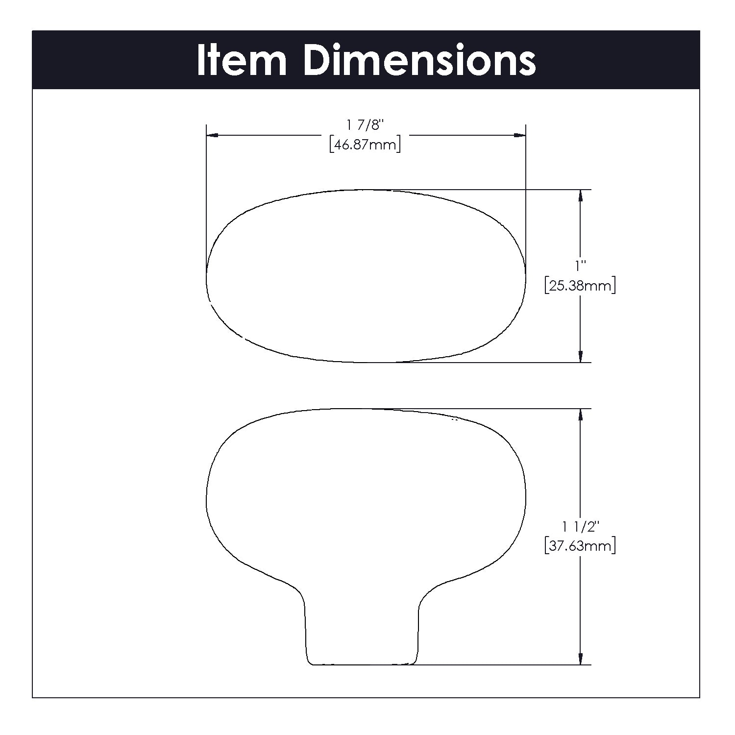 Hickory Hardware Carbonite Knob 1-7/8 Inch x 1 Inch Hickory Hardware