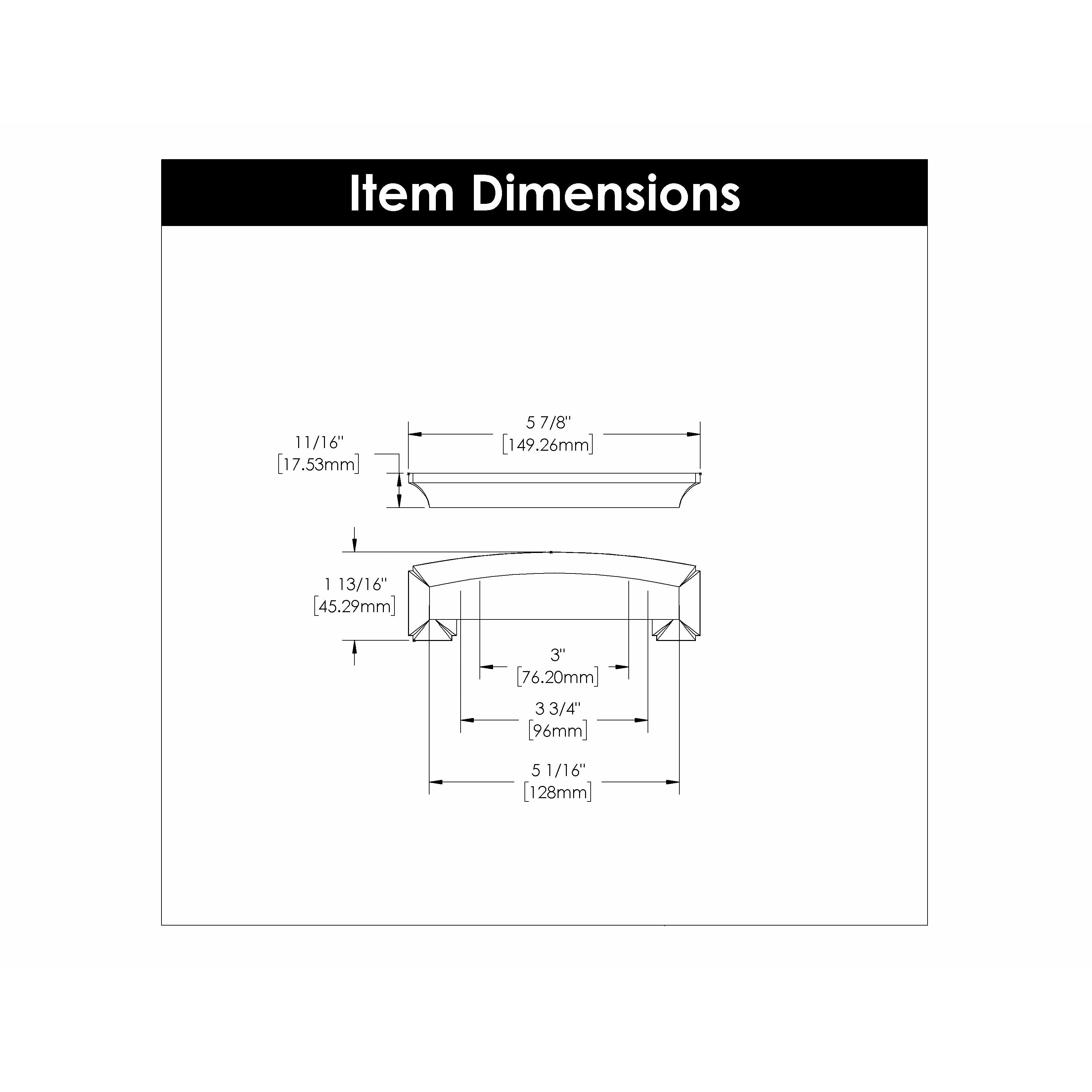 Hickory Hardware Bridges Cup Pull 3 Inch, 3-3/4 Inch (96mm) & 5-1/16 Inch (128mm) Center to Center Hickory Hardware