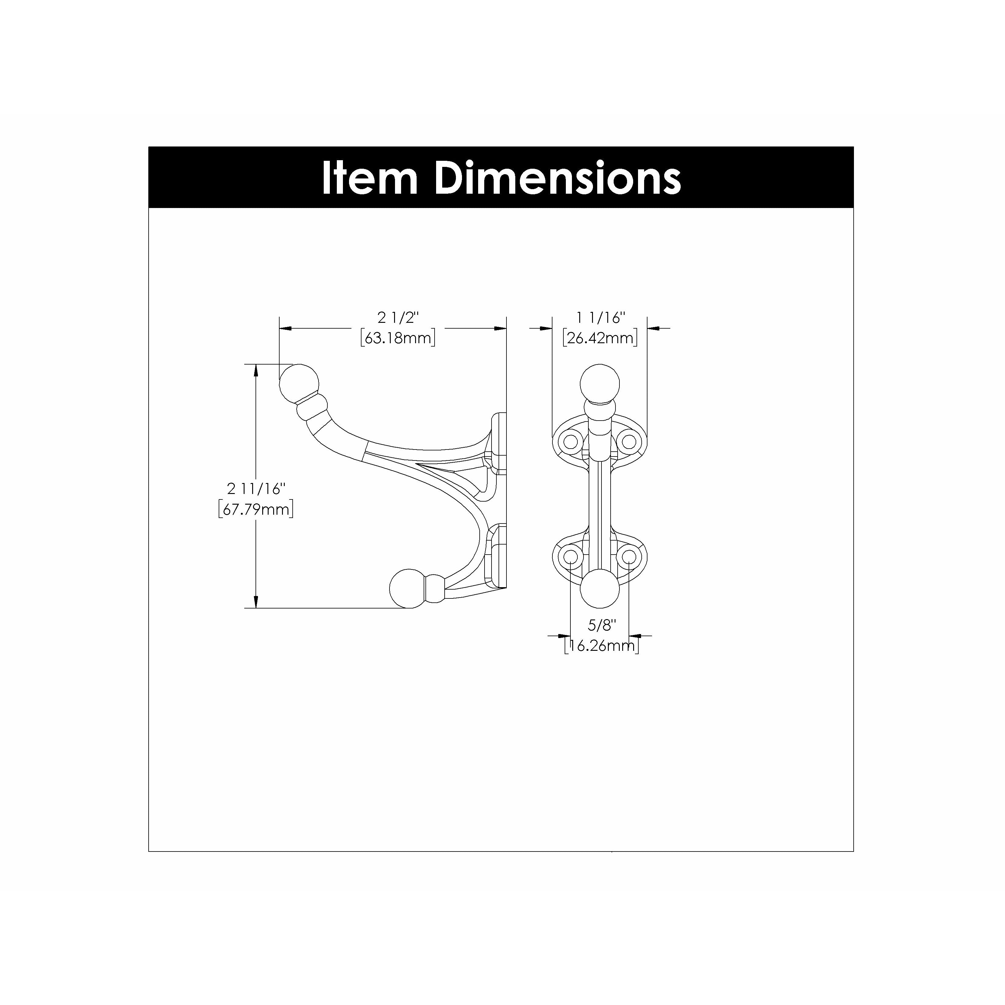 Hickory Hardware Hooks Coat Hook Double 5/8 Inch Center to Center Hickory Hardware
