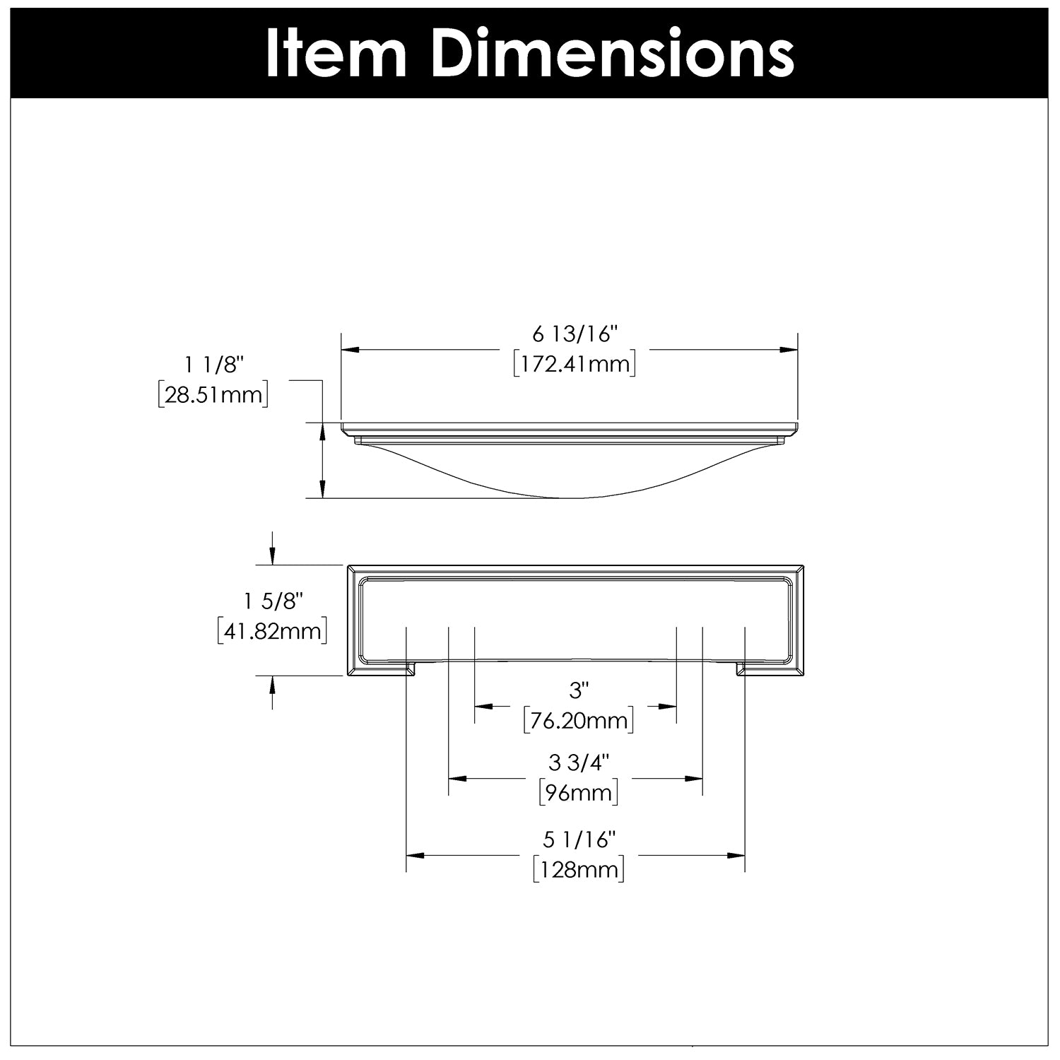 Hickory Hardware Dover Cup Pull 3 Inch, 3-3/4 Inch (96mm) & 5-1/16 Inch (128mm) Center to Center Hickory Hardware