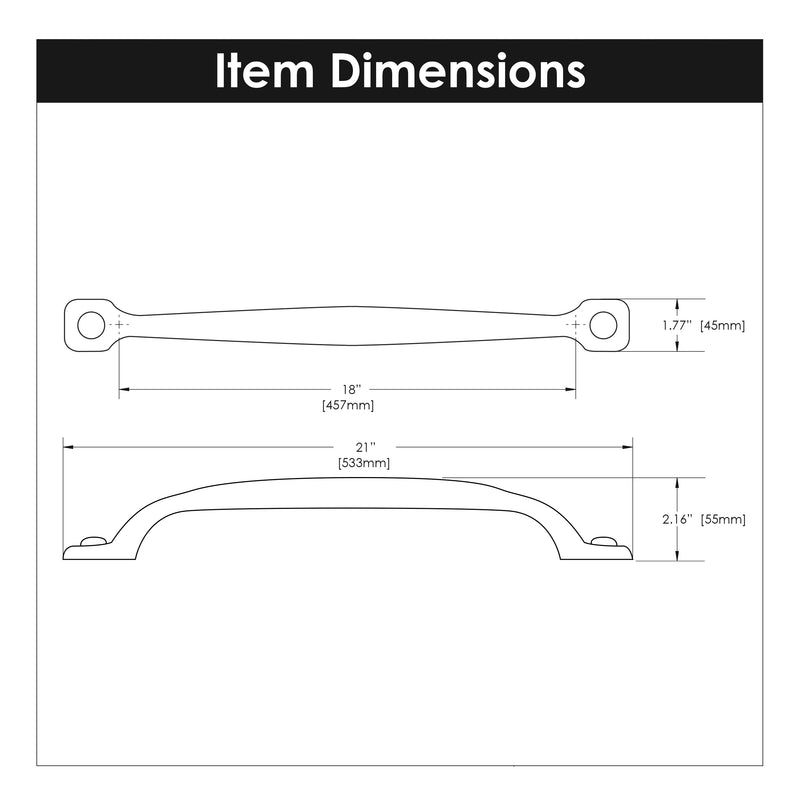 Hickory Hardware Refined Rustic Appliance Pull 18 Inch Center to Center Hickory Hardware