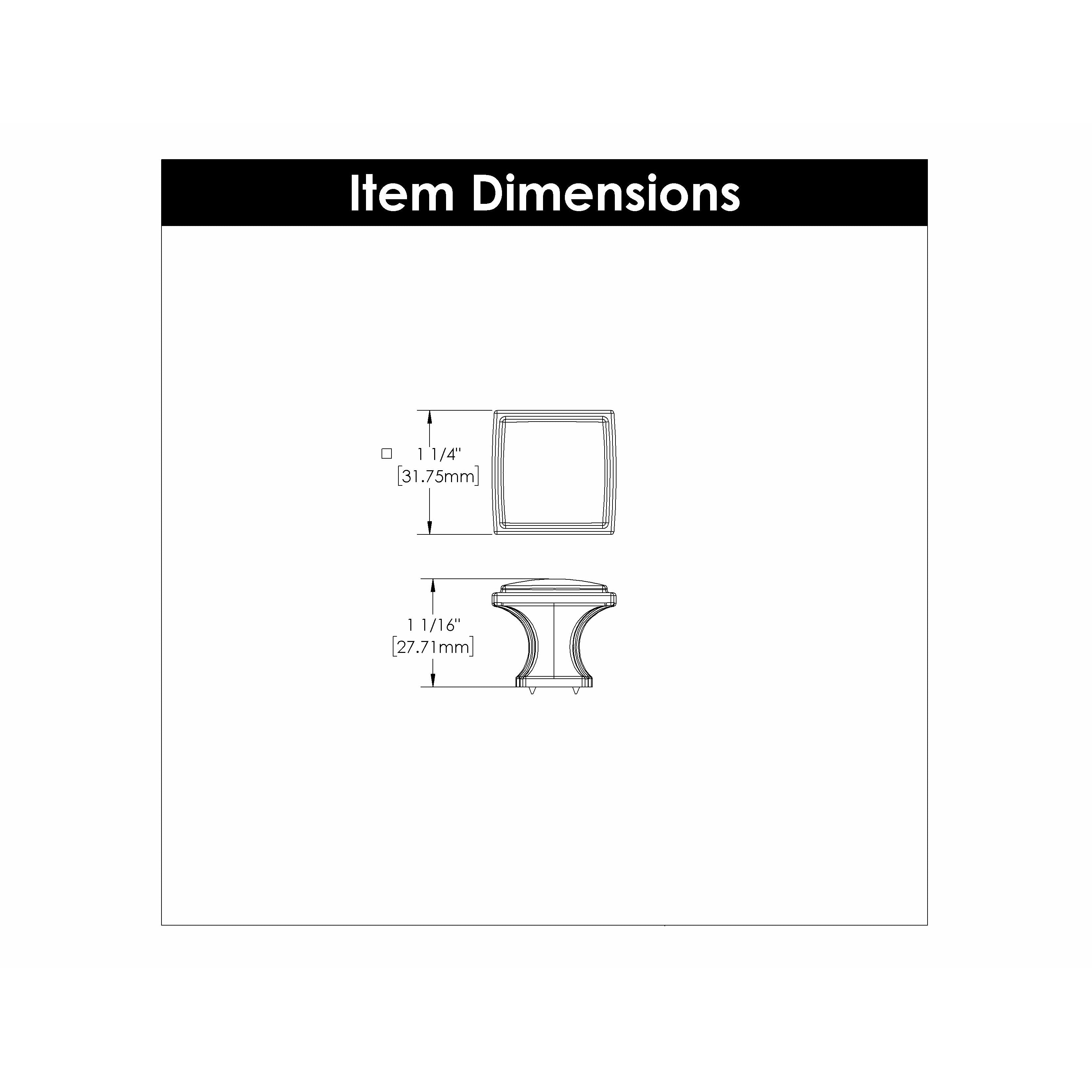 Hickory Hardware Bridges Knob 1-1/4 Inch Square Hickory Hardware