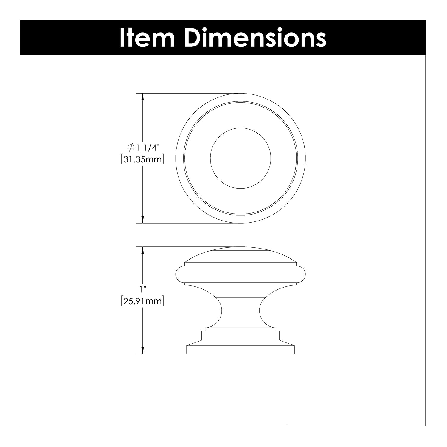 Hickory Hardware Williamsburg Knob 1-1/4 Inch Diameter Hickory Hardware