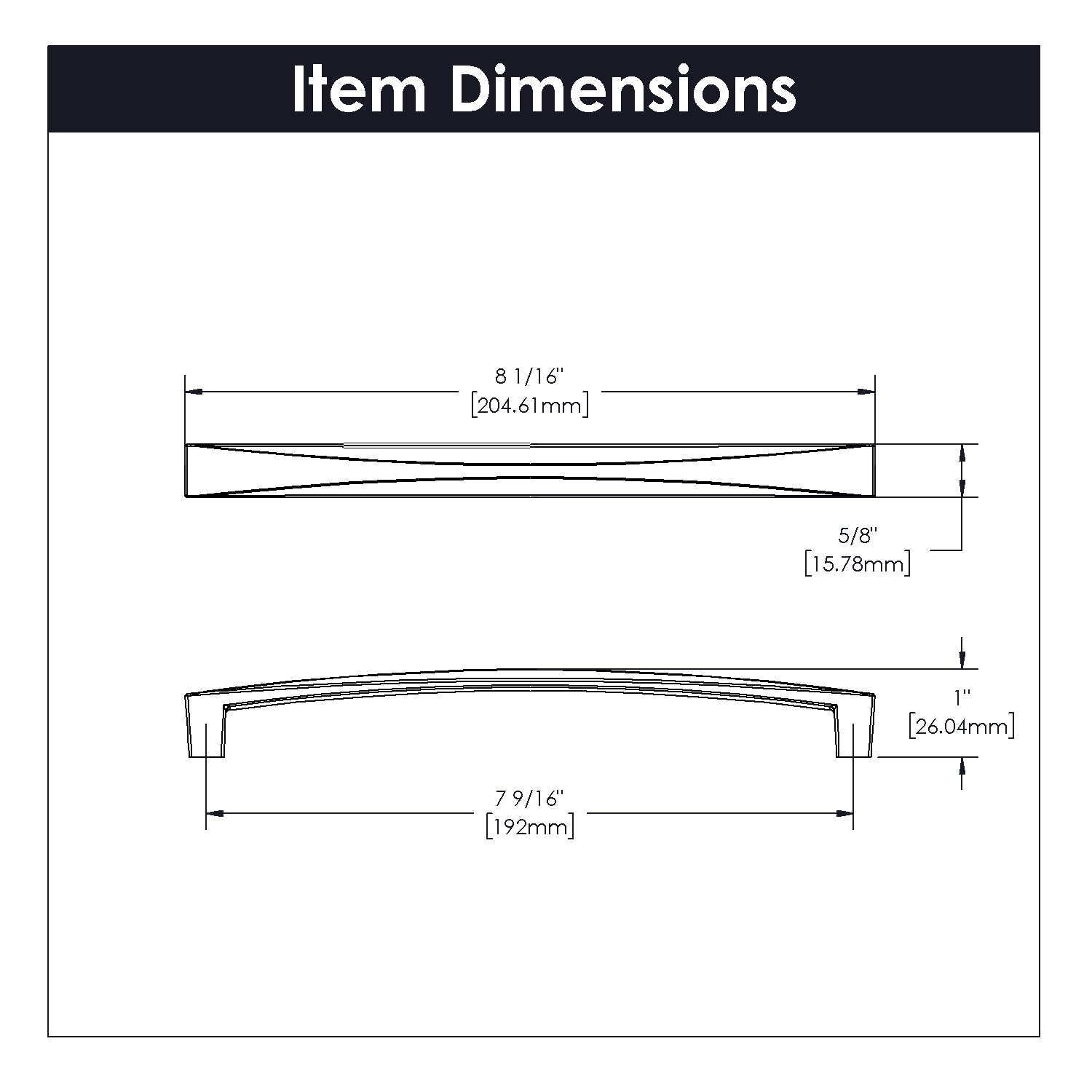 Hickory Hardware Crest Pull 7-9/16 Inch (192mm) Center to Center Hickory Hardware