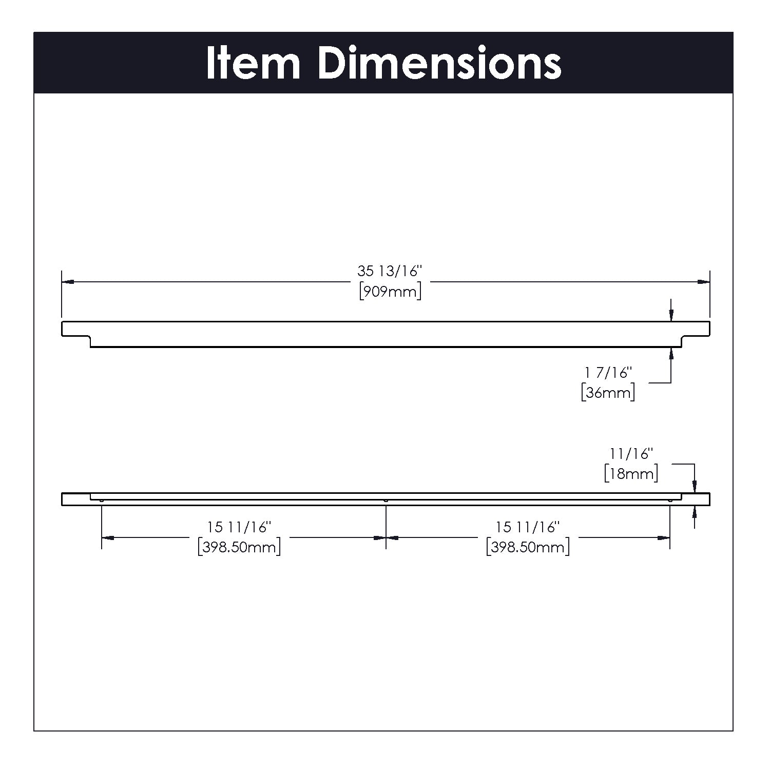 Hickory Hardware Austere Aluminum Handle 36 Inch (2 Pack) Hickory Hardware