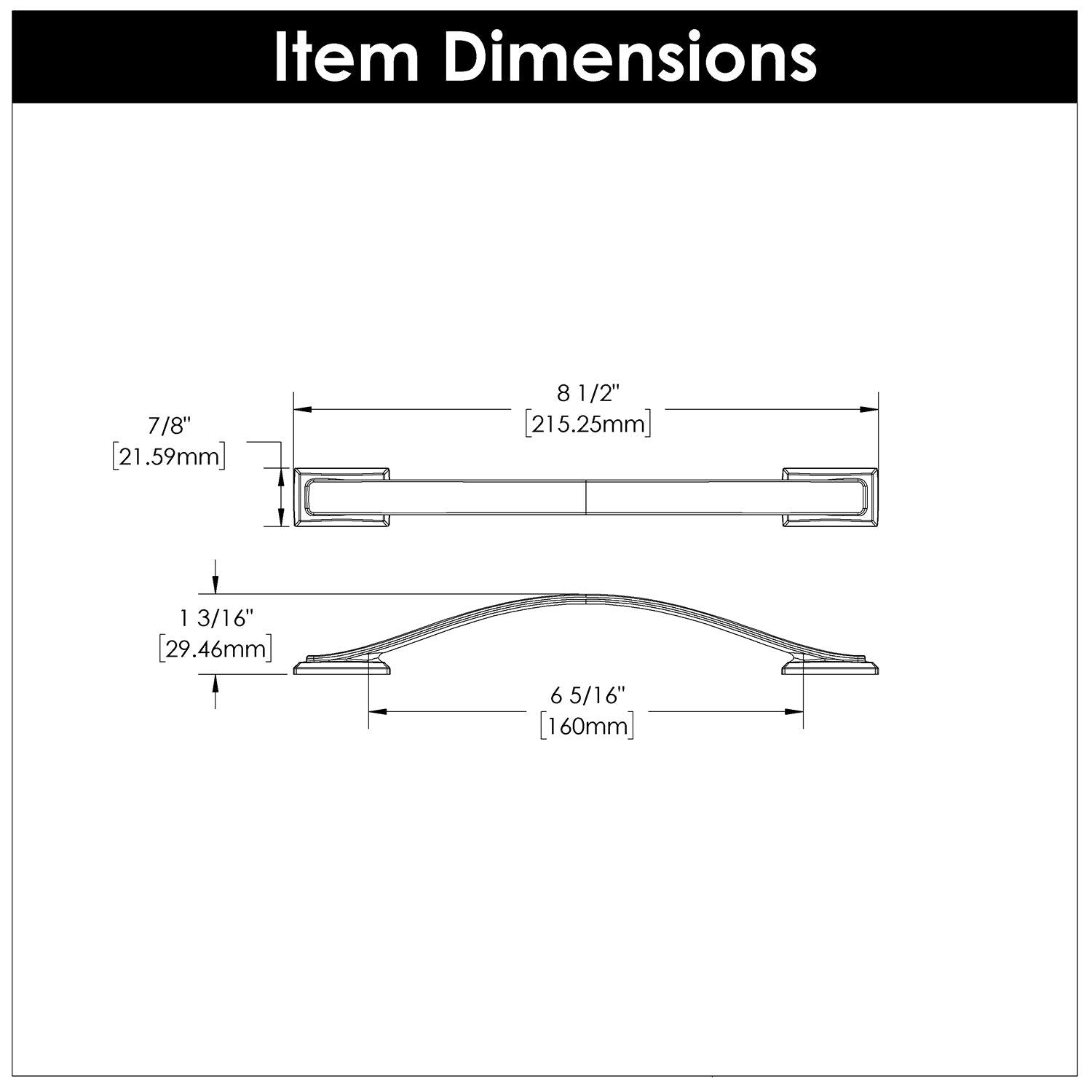 Hickory Hardware Dover Pull 6-5/16 Inch (160mm) Center to Center Hickory Hardware