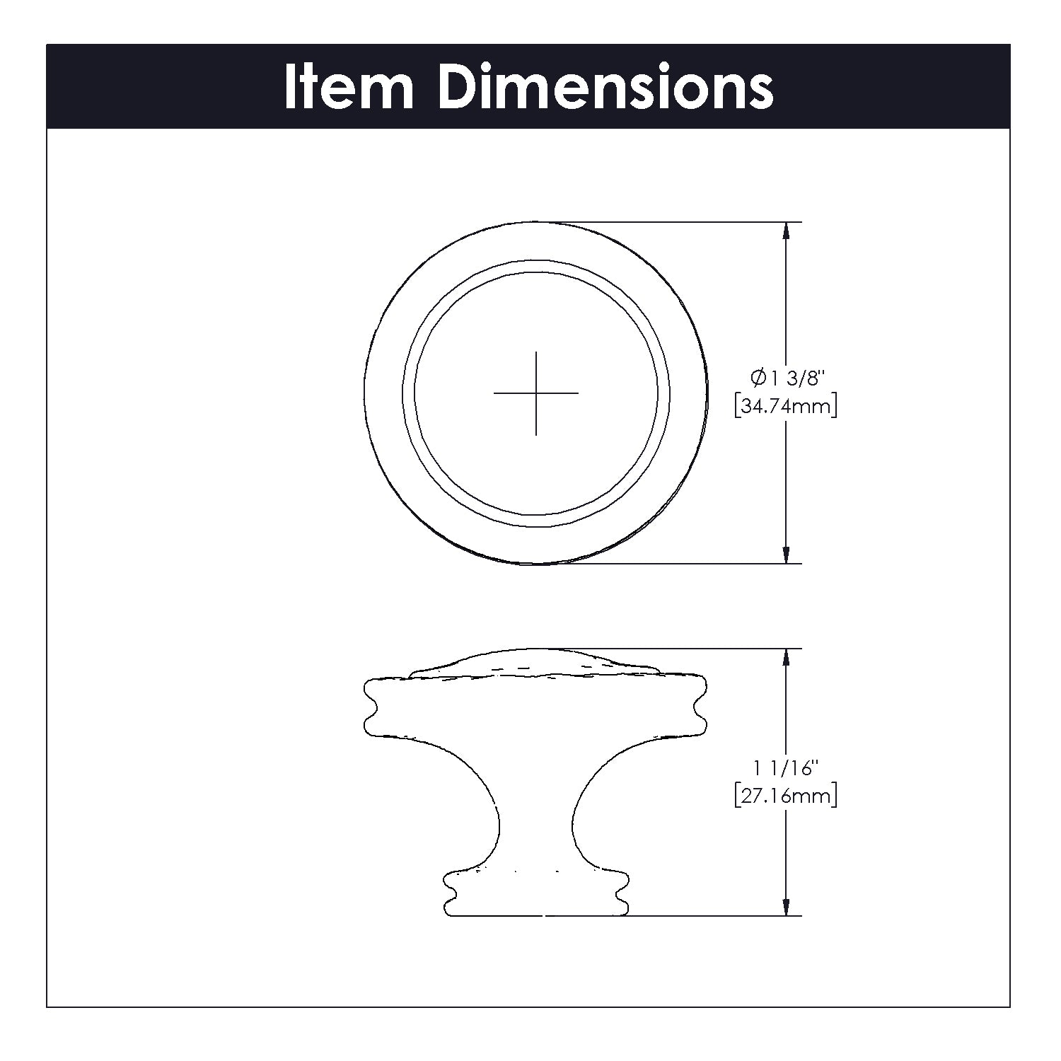 Hickory Hardware Mountain Lodge Knob 1-3/8 Inch Diameter Hickory Hardware