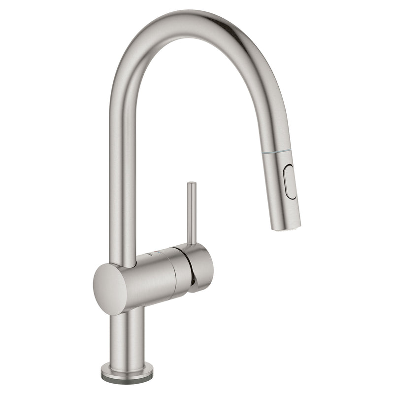 Grohe Single Handle Pull Down Kitchen Faucet Dual Spray 1.75 GPM with Touch Technology Grohe