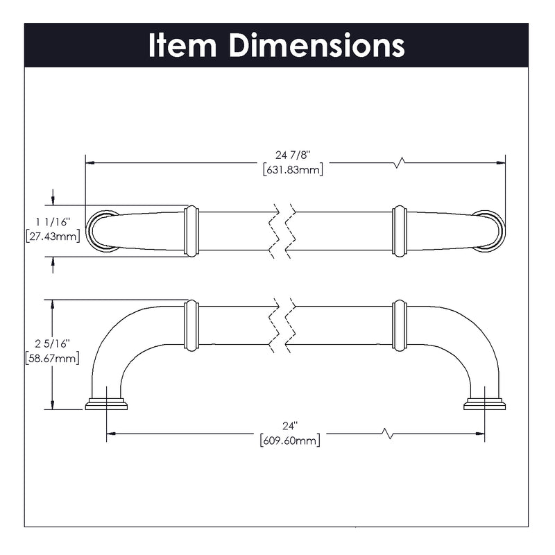 Hickory Hardware Cottage Appliance Pull 24 Inch Center to Center Hickory Hardware