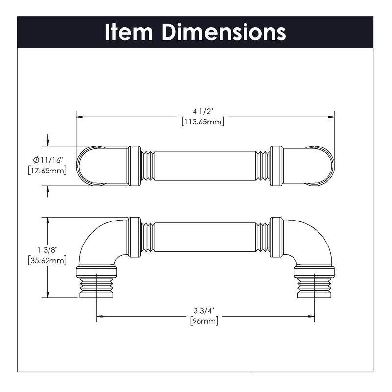 Hickory Hardware Pipeline Pull 3-3/4 Inch (96mm) Center to Center Hickory Hardware