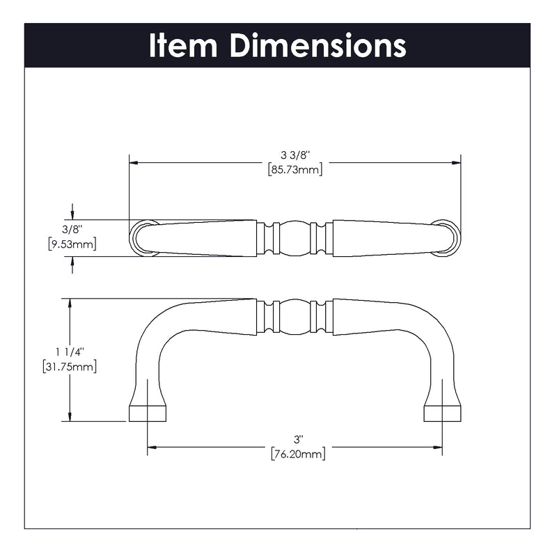 Hickory Hardware Williamsburg Pull 3 Inch Center to Center Hickory Hardware