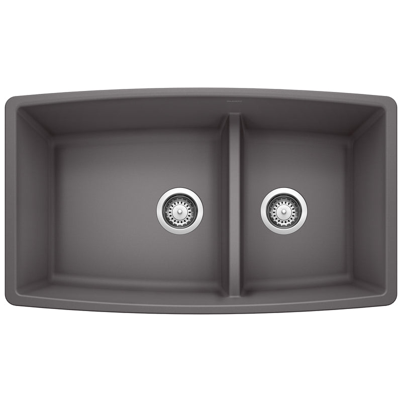 Blanco Performa 1 3/4 Double Bowl Kitchen Sink with Low Divide Blanco